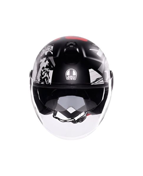 Casco Jet AGV Eteres E2206 History Matt Black/White/Red - Homologado ECE 22.06 - URA Moto