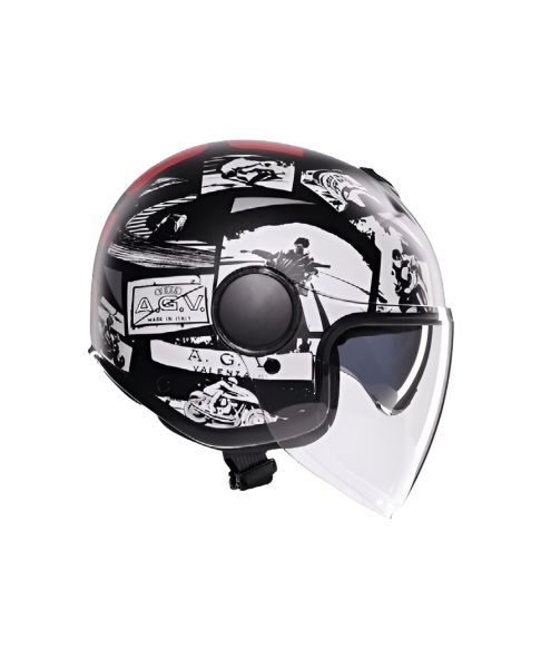 Casco Jet AGV Eteres E2206 History Matt Black/White/Red - Homologado ECE 22.06 - URA Moto