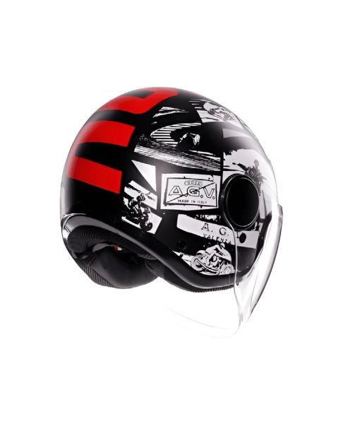 Casco Jet AGV Eteres E2206 History Matt Black/White/Red - Homologado ECE 22.06 - URA Moto
