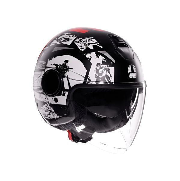 Casco Jet AGV Eteres E2206 History Matt Black/White/Red - Homologado ECE 22.06 - URA Moto