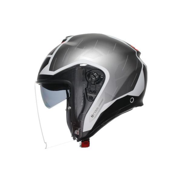 Casco Jet AGV Irides E2206 Trieste Matt Black/White/Red - Homologado ECE2206 - URA Moto
