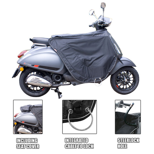 Manta cubre piernas Standard con peto plegable – URA Moto