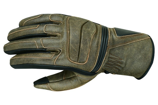 Guantes Moto Alpha Estilo Retro Cuero Marrón - URA Moto