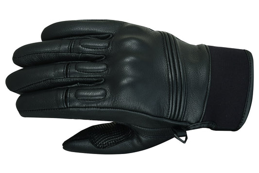 Guantes Moto Alpha Estilo Retro Cuero Negro - URA Moto