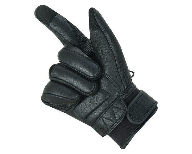 Guantes Moto Alpha Estilo Retro Cuero Negro - URA Moto