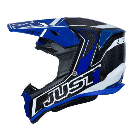 CASCO JUST1 J-22 C FLUO AZUL/NEGRO/BLANCO | Motocross Enduro Carbono - URA Moto