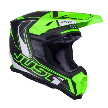 CASCO JUST1 J-22 C FLUO VERDE FLUOR/NEGRO | Motocross Enduro Carbono - URA Moto