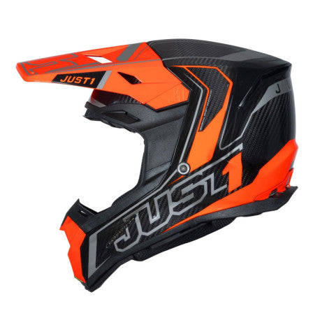 CASCO JUST1 J-22 C FLUO NARANJA FLUOR/GRIS PLATA | Motocross Enduro Carbono - URA Moto