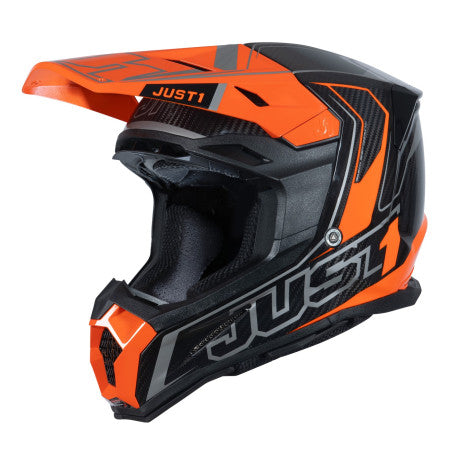 CASCO JUST1 J-22 C FLUO NARANJA FLUOR/GRIS PLATA | Motocross Enduro Carbono - URA Moto