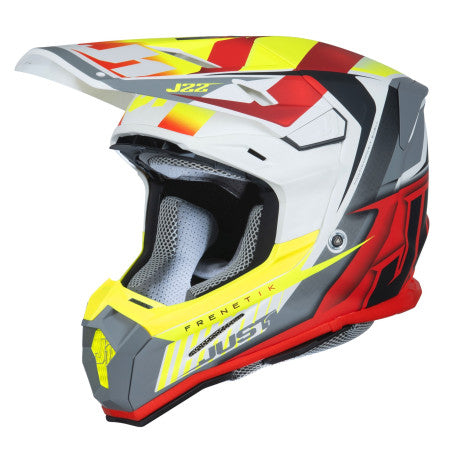 CASCO JUST1 J-22 F FRENETIK AMARILLO FLUOR/ROJO/BLANCO | Motocross Enduro - URA Moto
