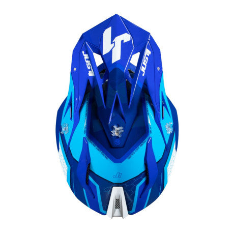 Casco Integral Moto JUST1 J-18 F HEXA Azul Blanco - URA Moto
