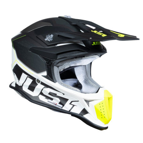 CASCO JUST1 J-18 F HEXA NEGRO/GRIS/AMARILLO FLUOR/BLANCO | Motocross Off-Road - URA Moto
