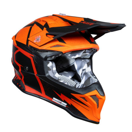 TITULO: CASCO JUST1 J-39 POSEIDON NARANJA/NEGRO/ROJO | Motocross Enduro Termoplástico - URA Moto