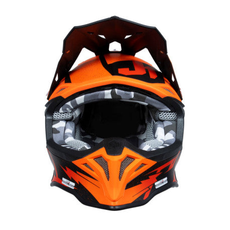 TITULO: CASCO JUST1 J-39 POSEIDON NARANJA/NEGRO/ROJO | Motocross Enduro Termoplástico - URA Moto