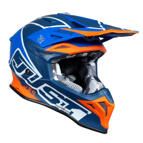 Casco Just1 J-39 Thruster azul/naranja/blanco | MX Enduro - URA Moto
