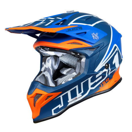Casco Just1 J-39 Thruster azul/naranja/blanco | MX Enduro - URA Moto