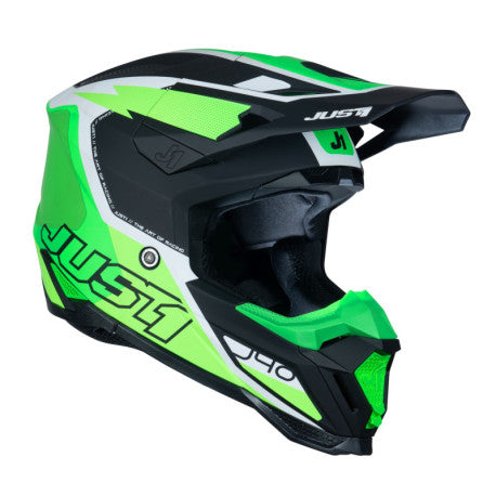 Casco Just1 J-40 Flash blanco/verde/negro | MX Enduro - URA Moto