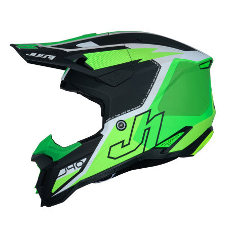 Casco Just1 J-40 Flash blanco/verde/negro | MX Enduro - URA Moto