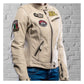 Chaqueta Moto Piel Mujer Holy Freedom Problem Blanco-Rojo - URA Moto