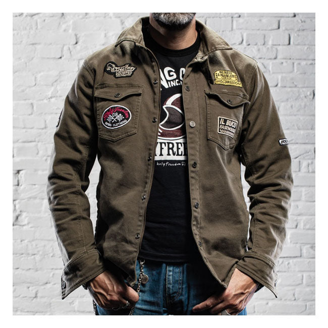 Chaqueta Moto Holy Freedom Lieutenant Verde Militar - URA Moto