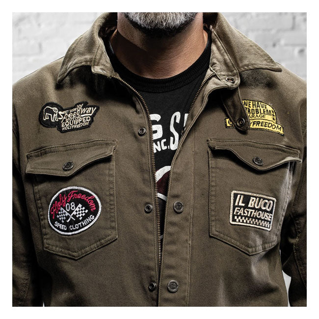 Chaqueta Moto Holy Freedom Lieutenant Verde Militar - URA Moto