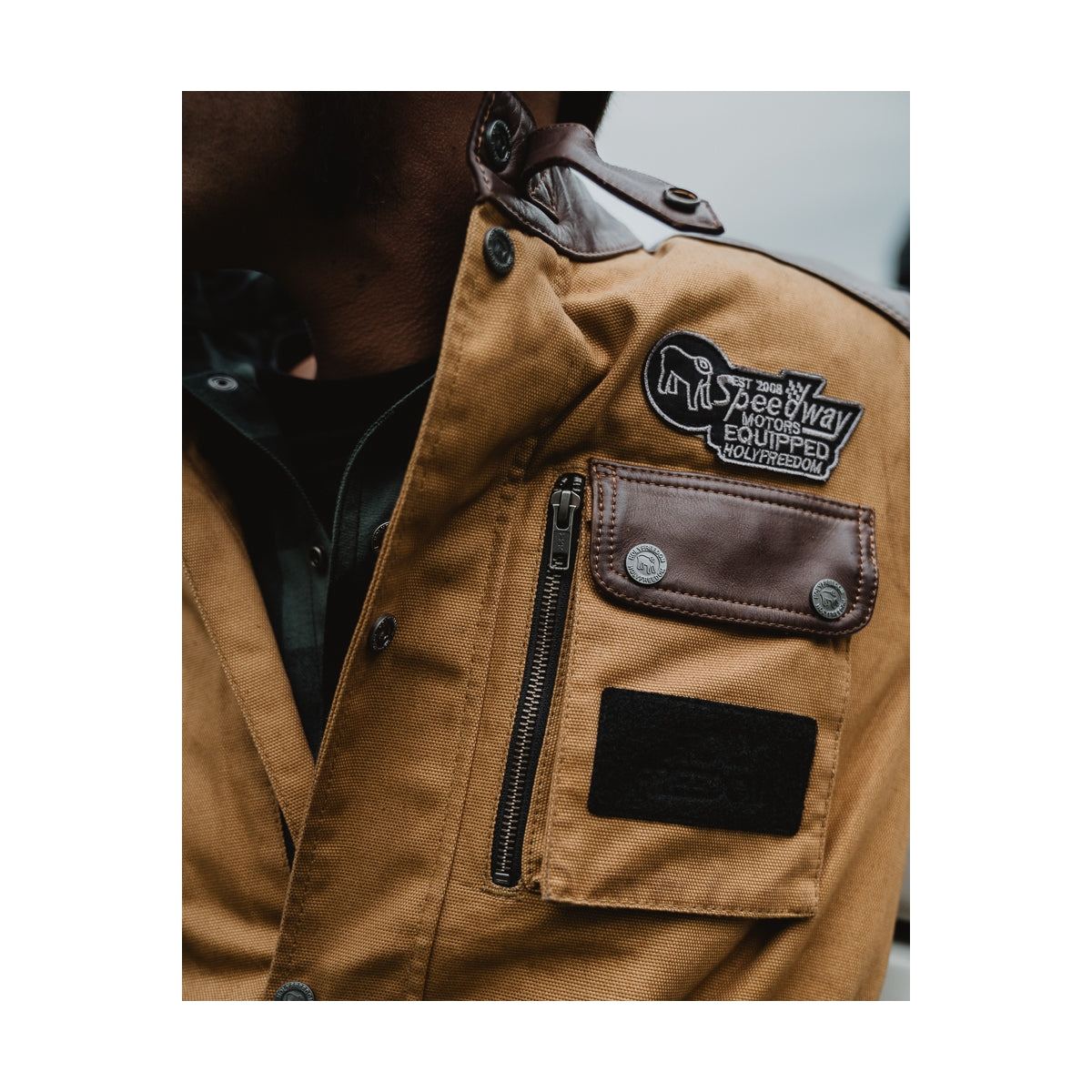 Chaqueta Moto Holy Freedom Quattro Wax Havana Marrón - URA Moto