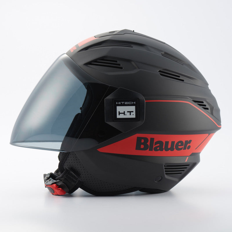 Casco Jet Blauer Brat Negro Mate Rojo ABS Urbano