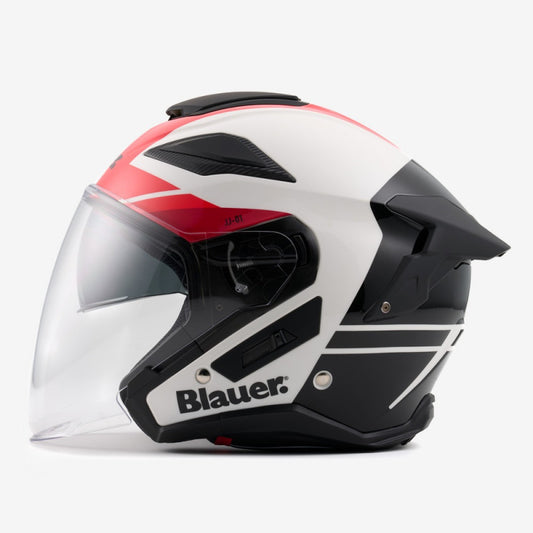 Casco Jet Blauer JJ-01 Blanco Rojo ABS Ligero