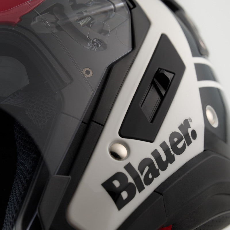 Casco Jet Blauer JJ-01 Blanco Rojo ABS Ligero - URA Moto