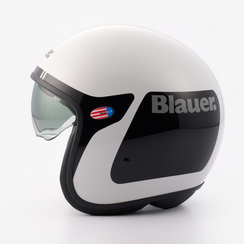 Casco Jet Blauer Pilot 06 Go Blanco Negro Fibra - URA Moto