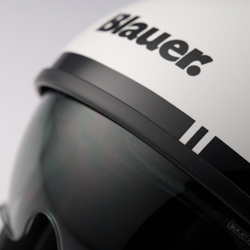 Casco Jet Blauer Pilot 06 Go Blanco Negro Fibra - URA Moto