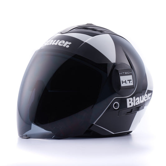 Casco Moto Jet Blauer REAL Gráfica A Blanco-Negro