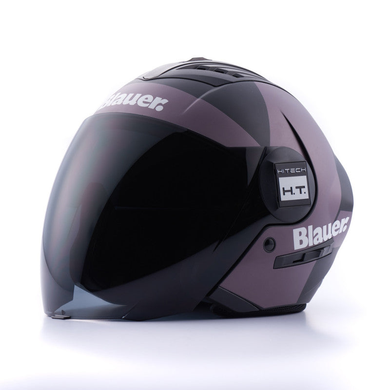 Casco Moto Jet Blauer REAL Gráfica A Negro Mate-Titanio - URA Moto
