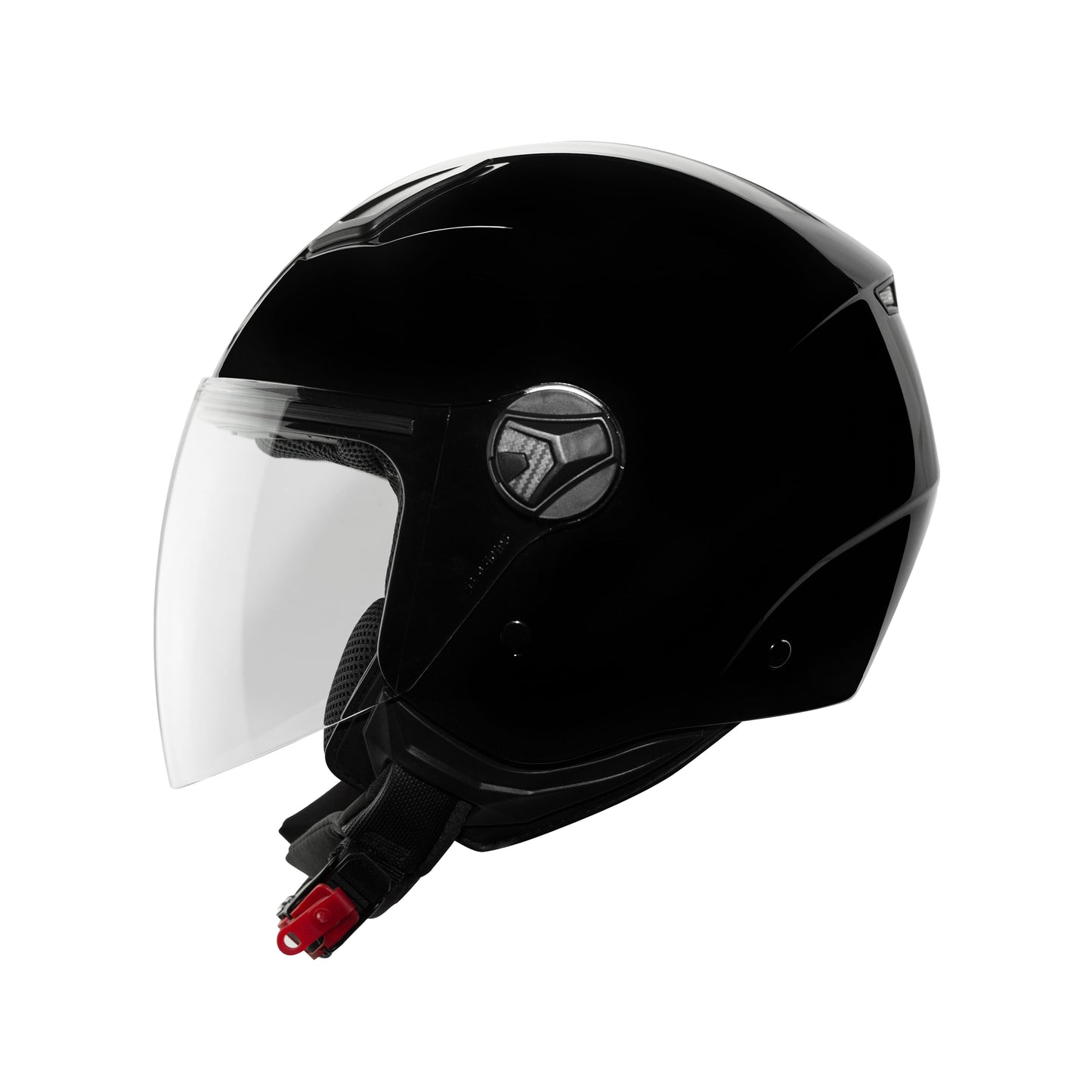 Casco Jet Compacto CMS D-JET PLAIN BLACK – Estilo Urbano Negro Brillo con Visor Solar y ECE 22.06