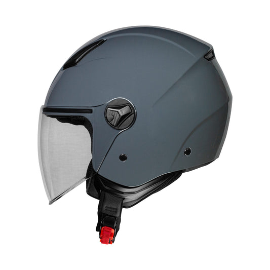 Casco Jet Compacto CMS D-JET PLAIN NARDO GREY – Gris Nardo de Tendencia con Visor Solar y Homologación ECE 22.06