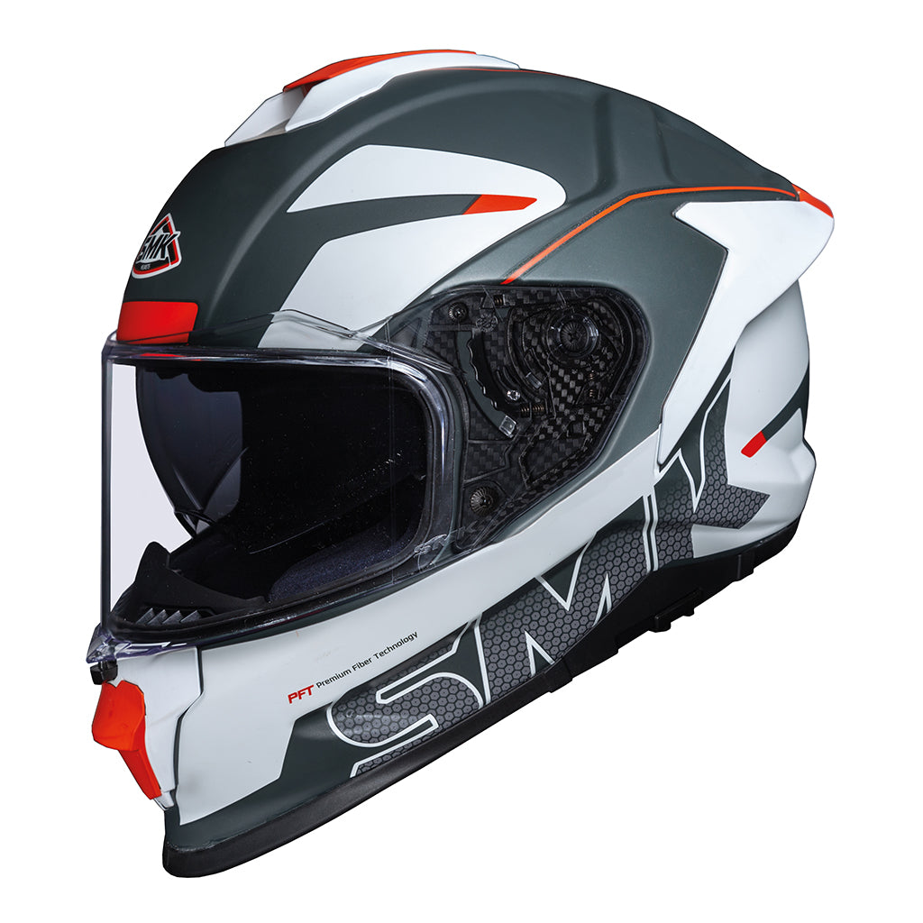 Casco moto SMK Integral (Fibra de carbono DUAL) Titan Firefly Decorado Mate (MA613) - URA Moto