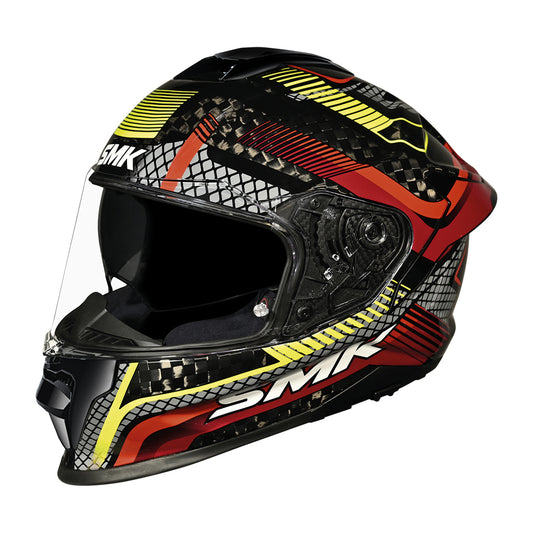 Casco SMK Titan Carbon Razor Decorado Brillo GL234 - Integral Fibra Carbono ECE 22.06 - URA Moto