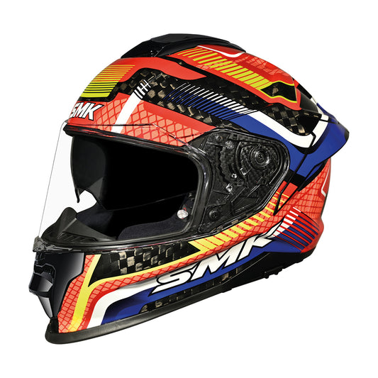 Casco SMK Titan Carbon Razor Decorado Brillo GL235 - Integral Fibra Carbono ECE 22.06 - URA Moto