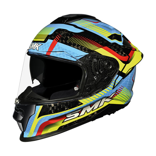 Casco SMK Titan Carbon Razor Decorado Brillo GL254 - Integral Fibra Carbono ECE 22.06 - URA Moto