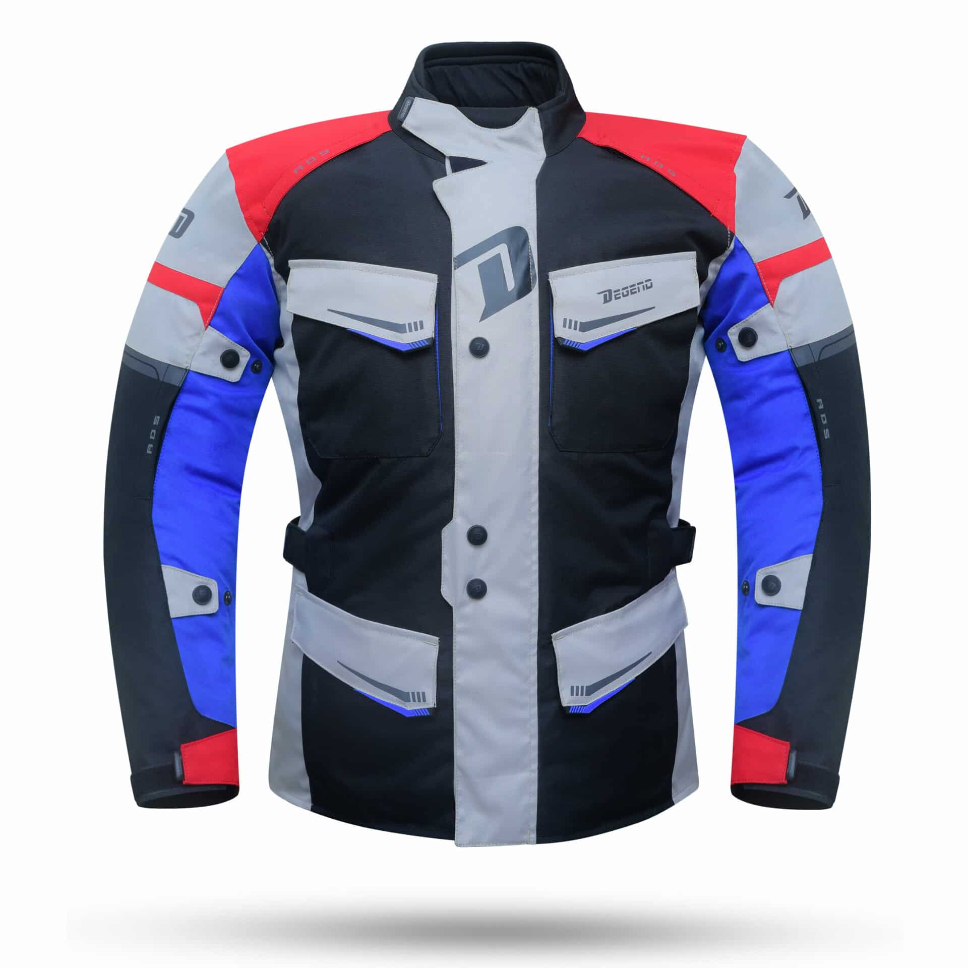 Chaqueta Moto Travel Degend Negra-Azul-Roja - URA Moto