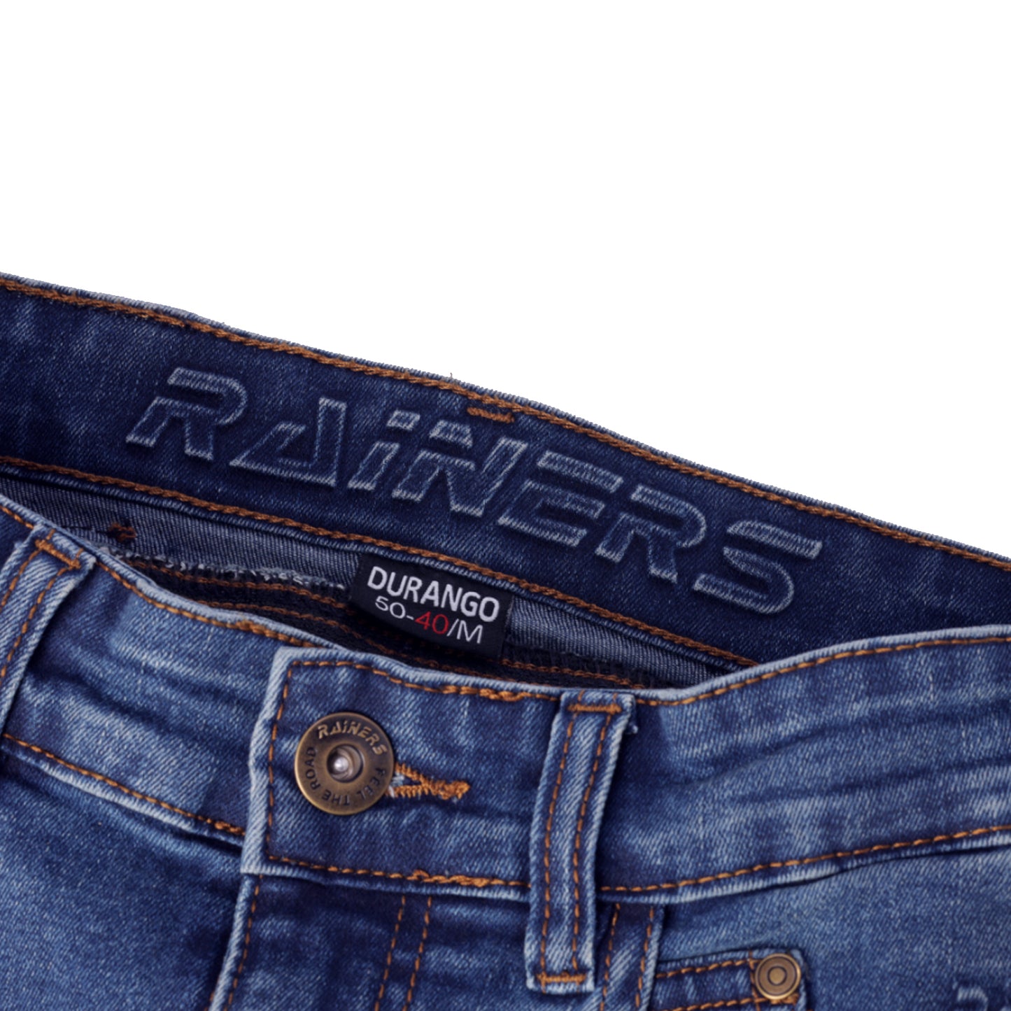 Pantalón Vaquero Rainers Durango Advance Azul CE AA | Elástico Kevlar Protectores N2 Rodilla Ajustables