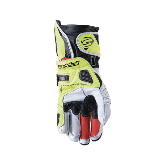 Guantes Moto FIVE RFX1 Blanco/Amarillo Fluor - URA Moto