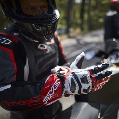 Guantes Five RFX Race V2 Blanco Rojo Pista - URA Moto