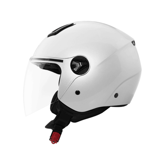 Casco Jet Compacto CMS D-JET PLAIN ARTIC WHITE – Diseño Urbano Ligero con Visor Solar y Homologación ECE 22.06