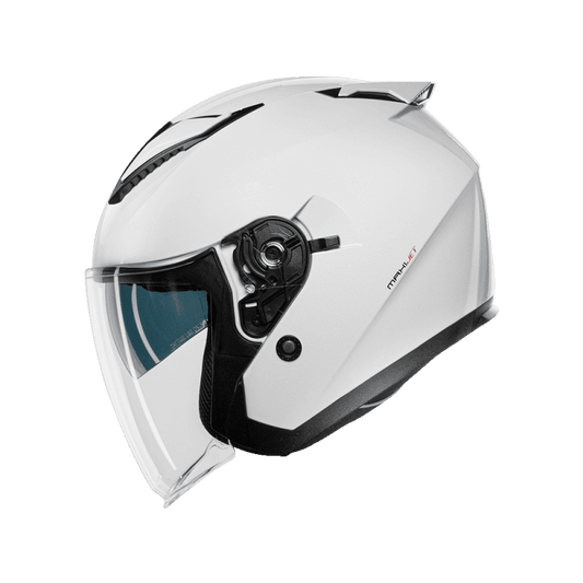 Casco Jet CMS MAXI JET PLAIN ARTIC WHITE – Abierto con Pantalla Larga, Visor Solar y Homologación ECE 22.06