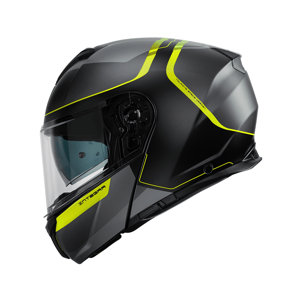 Casco Modular CMS SUV INTEGRA YELLOW REFLEX MT – Abatible de Alta Visibilidad, Gráfica Técnica y Homologación ECE 22.06