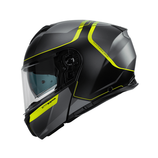 Casco Modular CMS SUV INTEGRA YELLOW REFLEX MT – Abatible de Alta Visibilidad, Gráfica Técnica y Homologación ECE 22.06