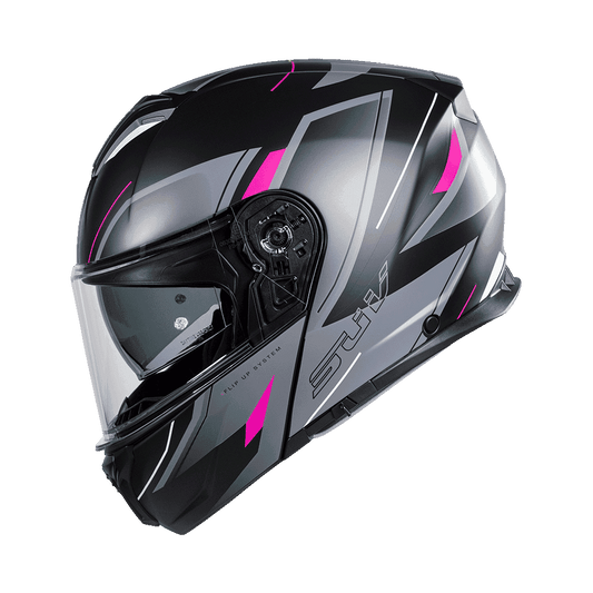 Casco Modular Adventure CMS SUV MILLE ADV PINK MT – Híbrido Trail con Gráfica Rosa Mate, Visera, Visor Solar y ECE 22.06