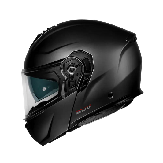 Casco Modular Adventure CMS SUV PLAIN ADV BLACK MT – Híbrido Trail Negro Mate, Visera Desmontable, Visor Solar y ECE 22.06
