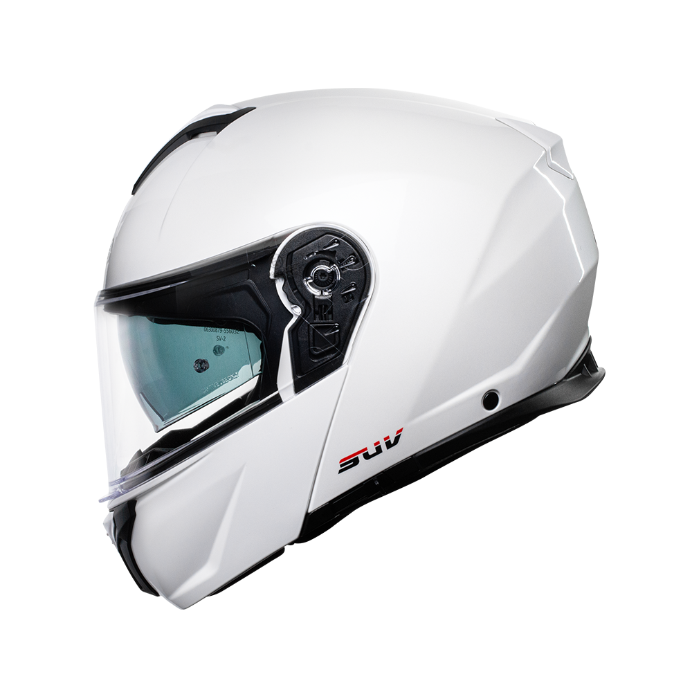 Casco Modular CMS SUV PLAIN ARTIC WHITE – Abatible de Alta Visibilidad, Visor Solar y Certificación ECE 22.06
